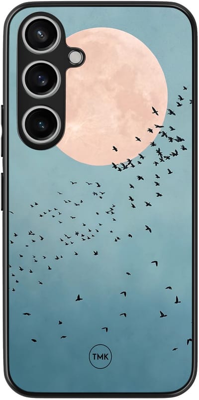 Hoesje geschikt voor Samsung Galaxy A55 - Moon birds - Blauw - TPU case - Vogel - Hardcase zwart telefoonhoesje