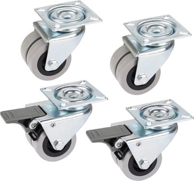 Set van 4 Parket Bokwielen Dubbel Ø 50 mm Wielen met Glijlager