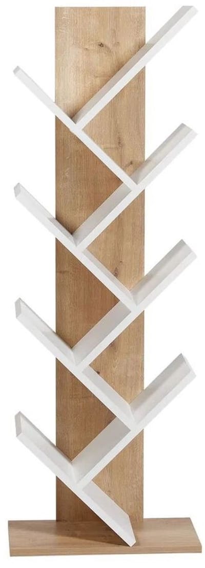 CALICOSY - Boekenkast in eiken- en witdecor H129,8 cm - TUVAL
