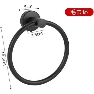 Badkamer Handdoekring Haak Hardware Accessoires Opbergrek 304 Roestvrij Staal Handdoekhouder Moderne Ronde Handdoekhanger zwart