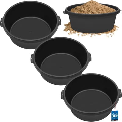 Mortelbak set - Bouwemmer kuip - Mengen en transporteren - Set van 3 stuks - 11 liter inhoud - Zwart