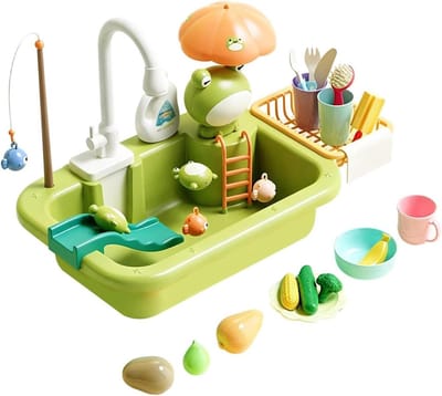 Kinder Watertafel - Waterspeeltafel Pomp - Buiten Spelen - Continue Waterstroom - 40 x 12 x 28.5 cm - Groen