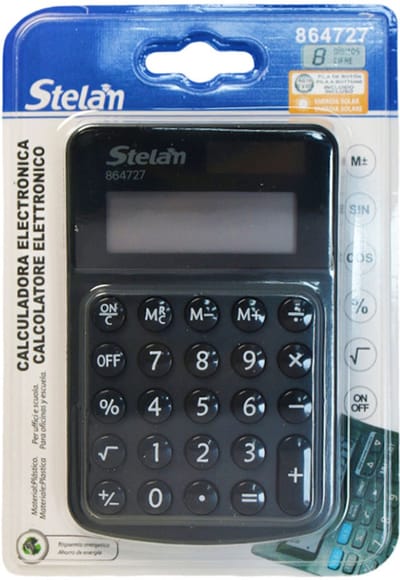 Decopatent - Rekenmachine Calculator - Werkt op Batterij en Zonneenergie - Handige Pocket Size rekenmachines - Afm: 7.5x12x1.5CM - Rekenmachine Geschikt voor School en Bedrijf - Calculator 8 Cijfers - Kleur: Zwart