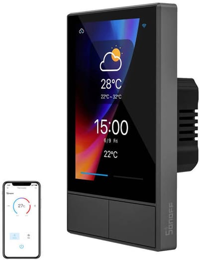 SONOFF NSPanel Smart Home Bedieningspaneel - 3.5 Inch Touchscreen Wanddisplay - WiFi Schakelaar & Thermostaat - Zwart