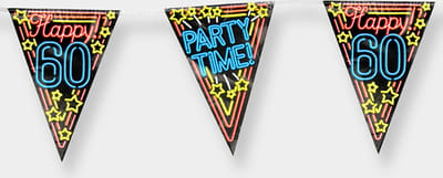Paperdreams - Neon Party Vlaggen - Happy 60 (10 m)