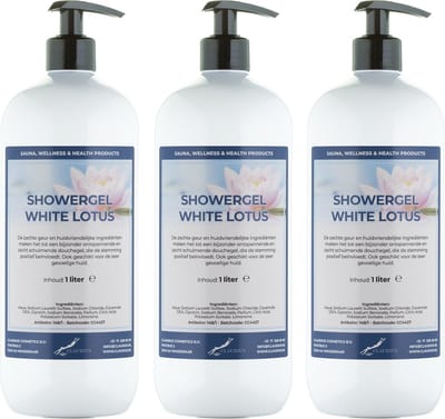 Douchegel White Lotus 1 liter - set van 3 stuks - met gratis pomp - showergel