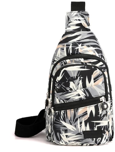 COOAU - Kleine schouder/crossbodytas - 5 opbergvakken en kabelopening - Schoudertas, crossbodytas, heuptas, crossbody - Dames & Heren - Tropische planten