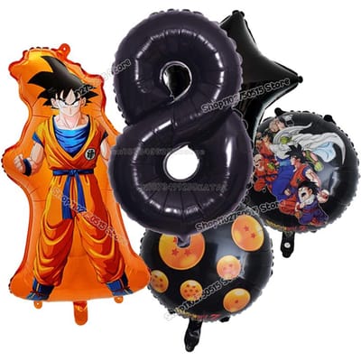 Anime Son Goku Kinderverjaardag Decoratie Dragon Ball Nummer Ballonnen Collectie Jongen Meisje Feestartikel Cartoon Babyborrel Verjaardagsdecor black