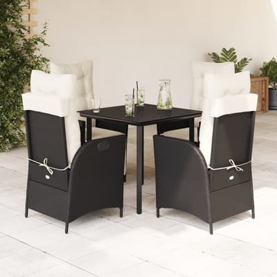 vidaXL - 5-delige - Tuinset - met - kussens - poly - rattan - zwart