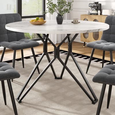 MODFU Ronde Eettafel - Verstelbare Voeten - Modern - Voor Eetkamer Of Woonkamer - MDF - Zwart - 100 X 100 X 76 Cm