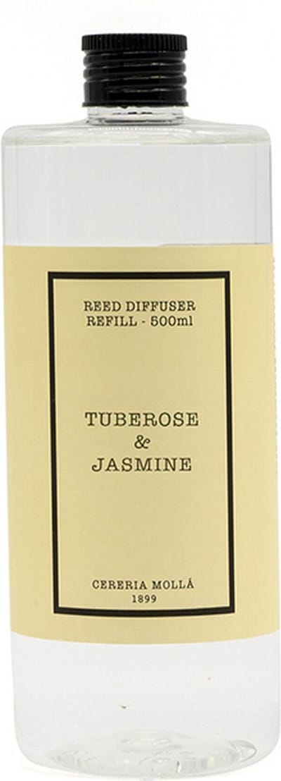 Cereria Mollà 1899 - Tuberose & Jasmine - navulling/refill voor geurstokjes inclusief 24 stokjes 25 cm lang - 500 ml