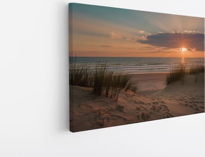 Saammp - Canvas Schilderij - Strand - Zonsondergang - Zee - 30x20 - Foto op canvas - Wanddecoratie - muurdecoratie Woonkamer - Slaapkamer decoratie - Canvas Print