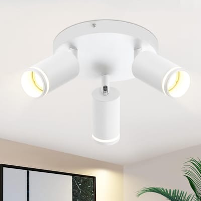 Glitzerlife - Plafondspot Plafondlamp - 3xGU10 fitting - Draaibaar en Kantelbaar - Opbouwspots - Metaal Mat Wit - Ø20cm - Modern voor Hal Woonkamer Slaapkamer