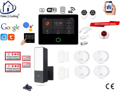 Draadloos alarmsysteem voor woning/camper/boot/caravan werkt met wifi en sim kaart en met spraakgestuurde apps. (Nederlands of Frans stem en tekst) ST01A-37