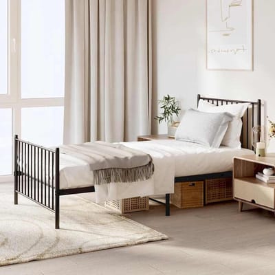 Metalen Bedframe - Eenpersoonsbed Frame - Slaapkamer Inrichting - Stabiele Staalconstructie - 90 x 190 cm - Zwart
