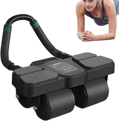 Buikspiertrainer Roller - Core Trainer - Kracht Trainen - Automatische Terugslag - 39 x 24 x 14 cm - Zwart