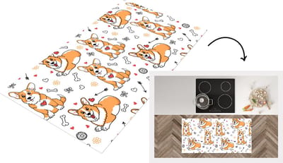 Keukenloper - Loper keuken - Hond - Corgi - Patronen - 120x60 cm - Keukenloper vinyl