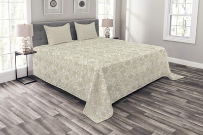 ABAKUHAUS Beige bedsprei-set – kussenslopen, 264x220 cm, polyester, digitaal bedrukt