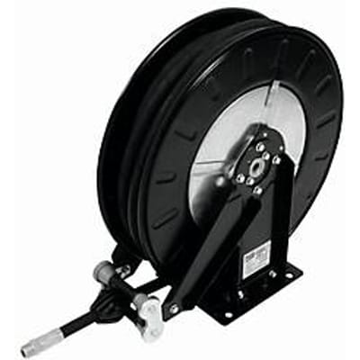 Slanghaspel CEMO, plaatstaal, gelakt, voor olie, open, met scharnierarm, 1/2" IG/AG, max. 60 bar, slanglengte 15m, Ø 15 mm