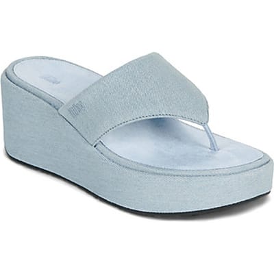 FitFlop Platfforms Denim Wedge Toe-Post Sandals Dames Sandalen - Light Denim