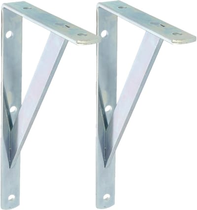 AMIG Plankdrager/planksteun van metaal - 2x - gelakt zilver - H250 x B150 mm - boekenplank steunen - tot 320 kg