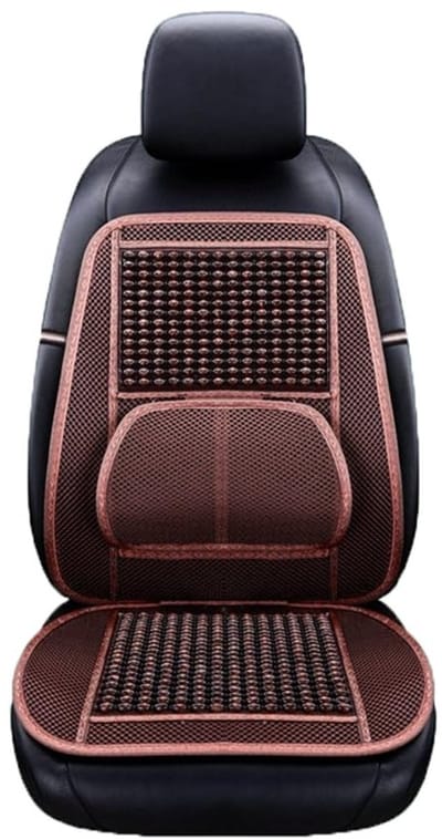 Dailygoods- Autostoelhoes Massage - Orthopedisch Kussen - Ademend Kussen - Houten Kralen - Lendensteun - Comfortabel en Koel - Zitkussen
