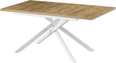 Eettafel Uitschuifbaar - Keukentafel Eikenlook - Gezellig Tafelen - Modern Kruisframe - 120-160 cm - Wild Oak