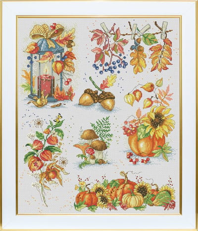 Borduurpakket VDV - Autumn Vernissage - Herfst Collage - met DMC garens