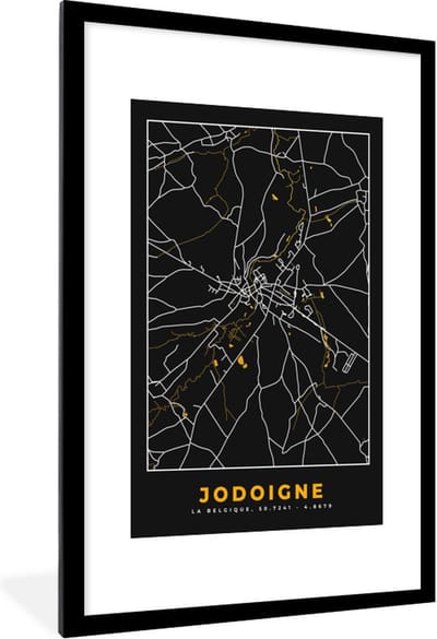 Fotolijst incl. Poster - Jodoigne - Plattegrond - Kaart - Stadskaart - Goud - 80x120 cm - Posterlijst