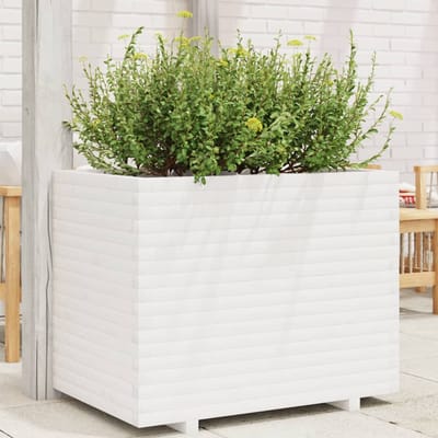 vidaXL - Plantenbak - 90x60x72 - cm - massief - grenenhout - wit