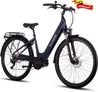 SAXXX Elektrische Stadsfiets 28 inch - Aluminium Trapeziumframe - Middenmotor 70 Nm 250 W - Uitneembare Accu 418 Wh - Shimano 9 Versnellingen - Comfortabele Stadsfiets - zwart