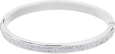 Lucardi Meisjes Bangle met plating - Ovaal - Wit Kristal - Cadeau - Staal - Zilverkleurig