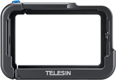 Telesin Ultra Light Metal Cage voor DJI Osmo Action 3 / 4 / 5 - Met 2 Cold Shoe Mounts - Magnetische Quick-Release Bevestiging - Aluminium - Zwart