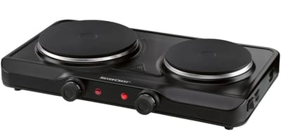 Silvercrest Kookplaat - Robuust stalen behuizing - 2 kookzones - Individueel vermogen van de platen: Ø 185 mm: 1500 W, Ø 155 mm: 1000 W