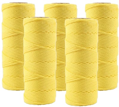 Touw/uitzetkoord geel fluoriscerend - 5x - 50 meter - Touwen - Metselkoord - Tuin aanleggen bestrating