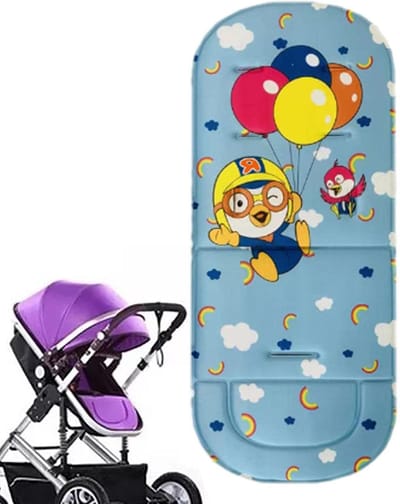 Kinderwagen Zitkussen - Peuter Mat - Comfortabel Reizen - Ademend Ontwerp - 80 x 30 cm - Blauw Cartoon