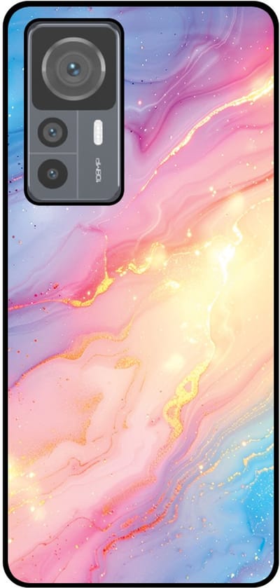 Smartphonica Telefoonhoesje Geschikt voor Xiaomi 12T / 12T Pro met Regenboog Glitter Marmer Opdruk - TPU Backcover Case Rainbow Glitter Marble Design geschikt voor Xiaomi 12T;Xiaomi 12T Pro