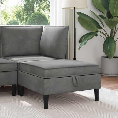 vidaXL - Sofa - Kruk - met - Opbergruimte - Donkergrijs - Fluweel