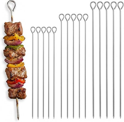 Grillspiesen Roestvrij Staal - Vleespenen Kebab - Barbecue Vlees Bereiden - Duurzaam Herbruikbaar Materiaal - 15 20 25 cm - Metaal