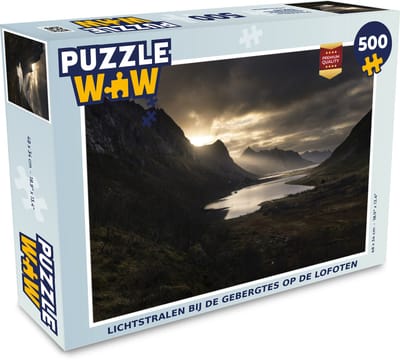 Puzzel Lichtstralen bij de gebergtes op de Lofoten - Legpuzzel - Puzzel 500 stukjes