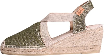 TRITON | Glanzende veganistische espadrilles voor dames - OLIJFGROEN, maat 38