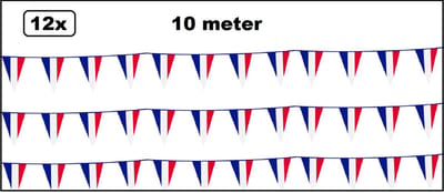 12x Vlaggenlijn Frankrijk 10 meter - France vlaglijn thema feest festival WK voetbal EK sport national landen