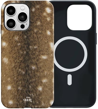 xoxo Wildhearts telefoonhoesje geschikt voor iPhone 16 Pro Max MagSafe - Bambi Bliss - Magnetische hard case met dubbele beschermlaag - Beschermhoes shockproof case - Hoesje met dierenprint - Hert - Bruin