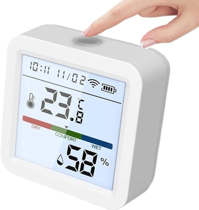 Temperatuur Vochtigheid Meter - Klimaat Sensor - Binnenklimaat Monitoren - Slimme Integratie App - 5.6 cm - Wit