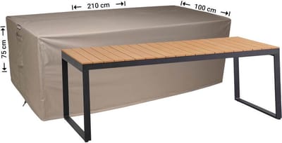 Raffles Covers Beschermhoes tuintafel - 210 x 100 H: 75 cm - RT210 - Waterdicht - Ademend - UV-bestendig - Elastisch rijgkoord - Beschermhoes tuinmeubelen