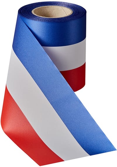 Rouwlint sierlint sjerp 100 MM rood-wit-blauw bedrukbaar composteerbaar rol 25 meter
