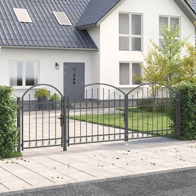 vidaXL Tuinhekgate met gebogen top ASSEN 4 x 1,25 m Staal Grijs