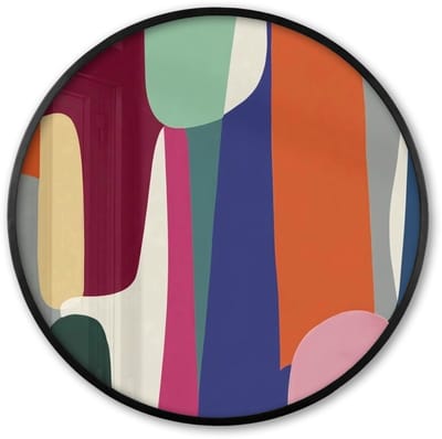Poster in lijst Rond - Fotolijst 60x60 cm - Posters - Vormen - Ritmisch - Kleuren - Abstract - Ronde posterlijst zwart - Decoratie - Wanddecoratie woonkamer - Muurdecoratie slaapkamer