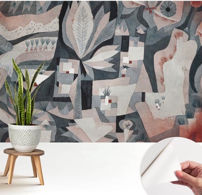 Wallfluent Zelfklevend Behang - Abstractie van de natuur Stickerbehang op rol - 208x146 cm - Beige Zelfklevend Behang - Peel-and-stick techniek - Voor de slaapkamer, voor het kantoor Zelfklevend Behang