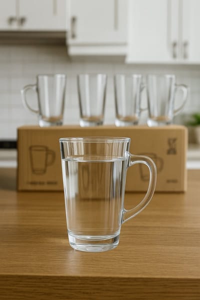 Glazen Thee- en Koffiemokken – 200 ml – Met Handvat – Set van 6